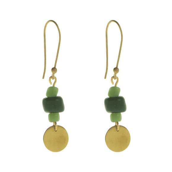 Handmade Earth Trio Earrings Green - Picture 1 of 1